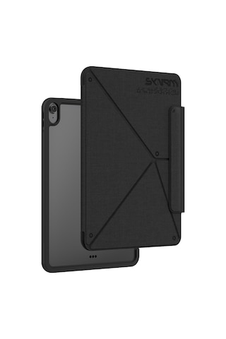 İpad Air 11 2026 M4 Uyumlu Kılıf Skinarma Kalemlikli Dokulu Standlı Magnetik Trilon Kılıf Siyah Kapaklı Kılıf