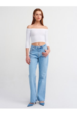 Dilvin Omuzları Açık Top 101a30937 Beyaz