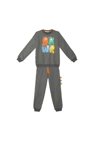 Denokids Rawr Tırtırlı Erkek Çocuk Antrasit Eşofman Takım Antrasit