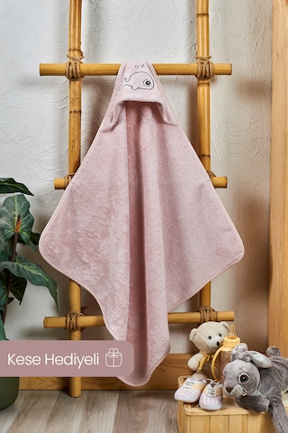 Eifin Bambu Balık Nakışlı Bebek Havlu Kundak Ve Kese Seti 0 - 24 Ay Pembe