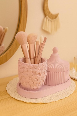 Çiçek Desenli Pembe 3 Lü Set