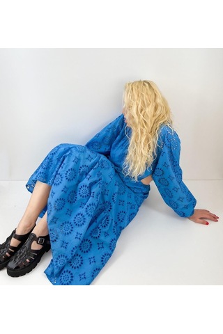 Modaonna Mavi Fisto Tasarım Elbise