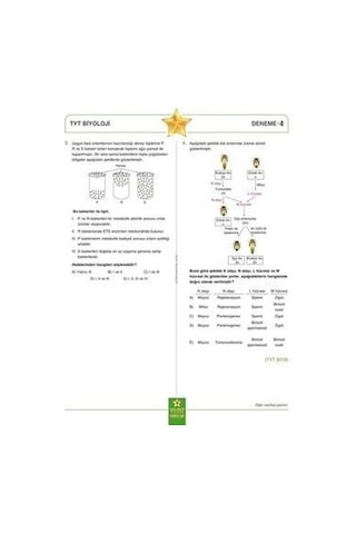 TYT AYT Biyoloji 8+8 Deneme - Yıldız Sorular Yayınları