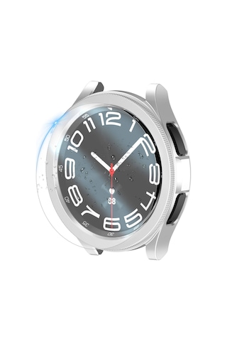 Galaxy Uyumlu Watch 6 Classic 47mm Sert Pc Kasa Ve Ekran Koruyucu Mkst Watch Gard 29 - Beyaz