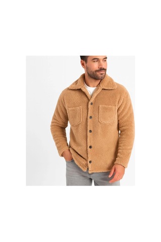 Butik İstanbul Erkek Pelüş Polar Hırka Gömlek Yakalı, İlik Düğmeli, Göğüs Cepli, Yumuşak Dokulu Kışlık Regular Fit Rahat Günlük Model - Açık Kahve Açık Kahverengi