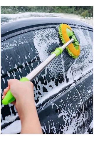 Çok Fonksiyonlu 2 In 1 Mikrofiber Araç Yıkama Fırçası Teleskopik Uzun Saplı Mop