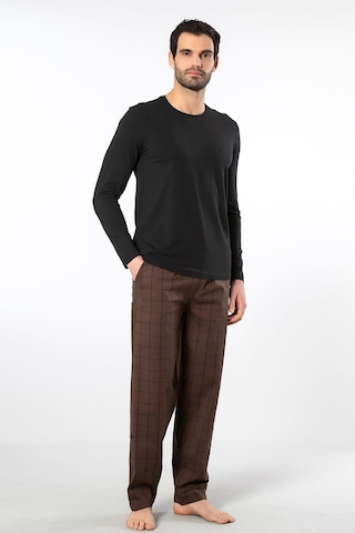 Cacharel Erkek Poplin O Yaka Uzun Kollu Pijama Takım 2239/kahve 1 Lacivert