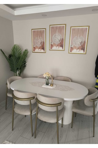 Mutfak Sandalyesi 6 Adet Cafe Restorant Sandalyesi Ofis Sandalyesi Teddy Sandalyesi Masa Takımı Krem