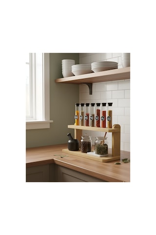 Mut101 Raflı Baharatlık, Mutfak Rafı, Tezgah Üstü Organizer, 2 Katlı, S.meşe Safir Meşe - 839710000 Safir Meşe