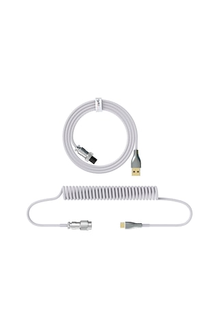 Maiyame Hxsj H-1 Mekanik Klavye航插kablosu, Usb-type-c, Nylon Dokuma, 2.2m Uzatılabilir Veri Kablosu Beyaz