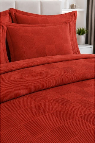 Liva Çift Kişilik Pike Takımı Yatak Örtüsü 2 Yastık Kılıfı Dokulu Pike Seti 220x240 Cm Kiremit