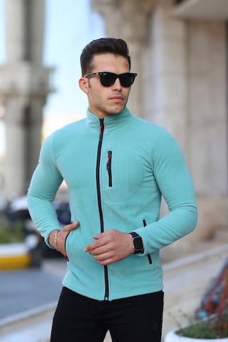 Kozik Çağla Standart-fit Kalıp Tam Fermuarlı 3 Çepli Erkek Polar Açık Mavi