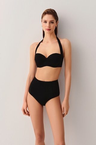 Suwen Yüksek Bel Pileli Bikini Alt Sbn25700012 Siyah