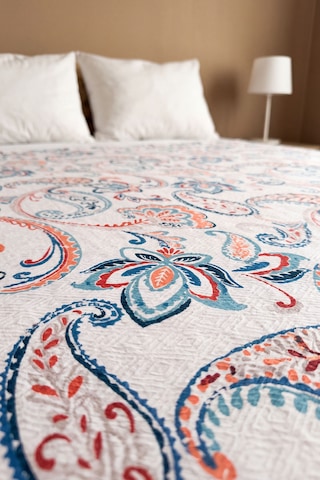 Etnik Floral Desen Çift Kişilik Baskılı Pike & Yatak Örtüsü 200x230 Cm Çok Renkli