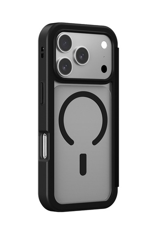 Apple Uyumlu iPhone 17 Pro Pu Kartlıklı Kapaklı Amazingthing Glamour Foilo Serisi Kılıf Siyah Siyah