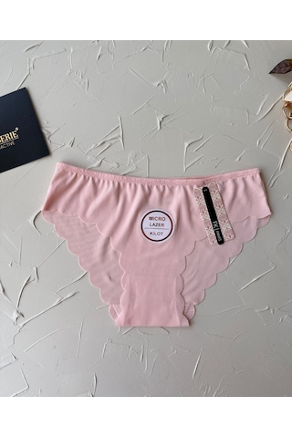 Mikro Lazer Kaşkorse Fitilli Kumaş Normal Bel Dikişsiz Slip/külot Pembe