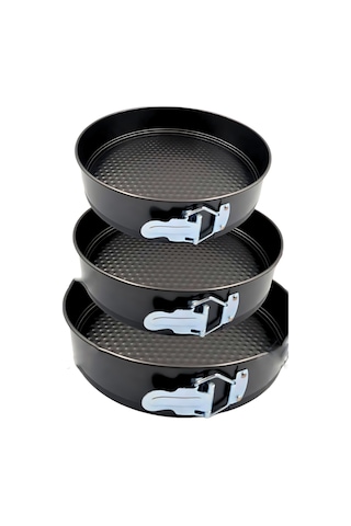 Maiyame "3'lü Çıkarılabilir Yuvarlak Pişirme Tepsisi Seti - Yapışmaz, Fırın Ve Ocak Uyumlu" Gri