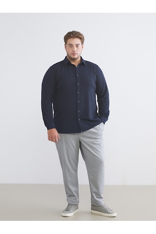 Lcw Vision Lacivert Büyük Beden Slim Fit Uzun Kollu Erkek Gömlek