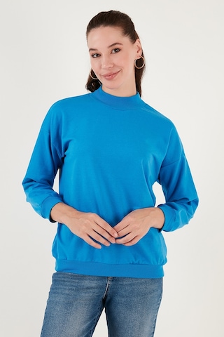 Lela Pamuklu Dik Yaka Basic Örme Bayan Sweat 5863323 Turkuaz