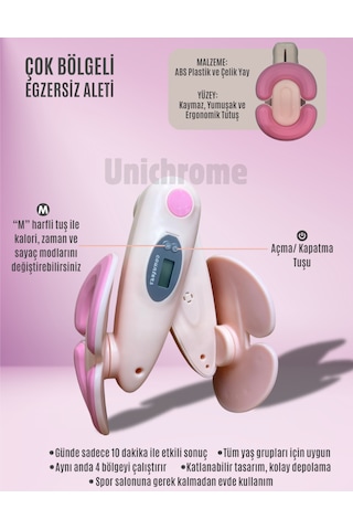 İç Bacak Egzersiz Aleti Kegel Pelvik Kas Cihazı Kalça Kol Sıkılaştırıcı Sayaçlı Kalori Ölçer Pembe