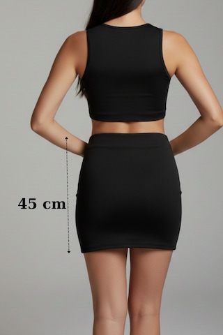 Sermoda Kalem Etek - Bel Lastikli Slim Fit Mini Kalem Etek Ks Siyah