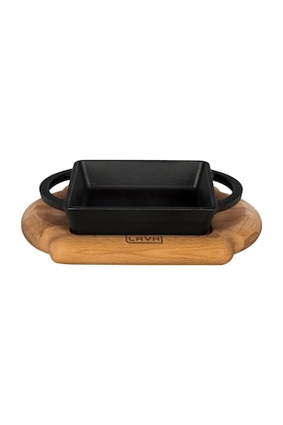 Lava Sahan Kare Siyah Mat Ahşap Stand 12 X 12 Cm Eco Gümüş