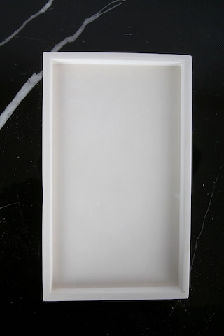 Betonmall Mermer Desenli Beton Sunum Tabağı Dekoratif Sunumluk Sunum Tepsisi 15x25 Cm - Beyaz