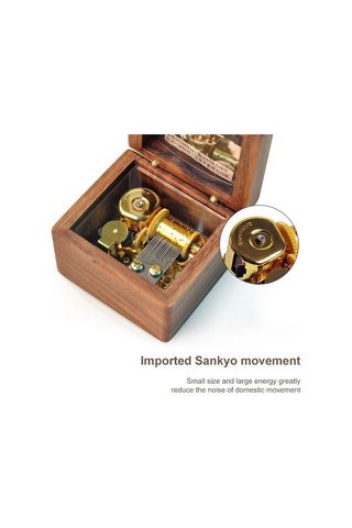 Novahub Ahşap Müzik Kutusu - Sevgililer Günü Hediyesi, Akçaağaç Altın Kaplama