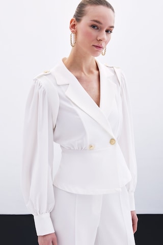 Sateen Kruvaze Kısa Ceket - Ekru-135797 Ekru