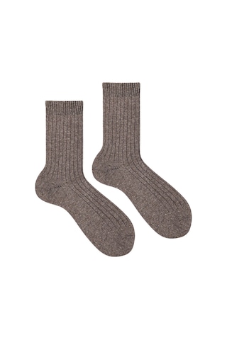 Ozzy Socks 1 Çift Kışlık Kahve Erkek Lambswool Yünlü Uyku Çorabı Soft Touch Kahverengi