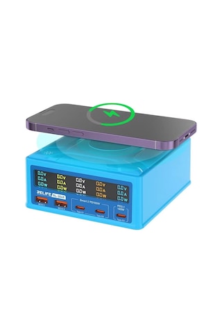 Relife Rl-304r Çok Portlu Dijital Ekranlı Kablosuz Şarjlı 260w Usb Hızlı Şarj İstasyonu