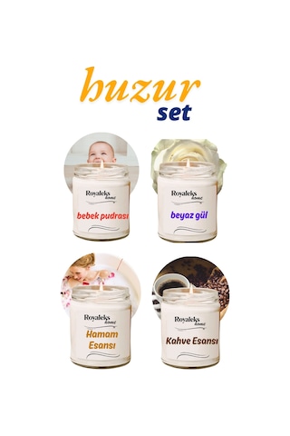 4 Adet Doğal Özel Seri Kokulu Dekoratif Kavanoz Mum 4x210 Cc - Huzur Seti - Ryl Çok Renkli