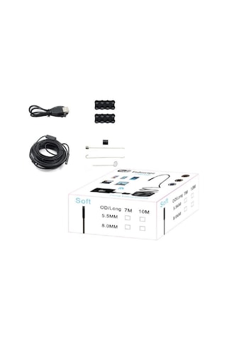 Wifi Endoskop Kamera 720P 8 MM 8 Led 7 M Yumuşak Kablo Su Geçirmez