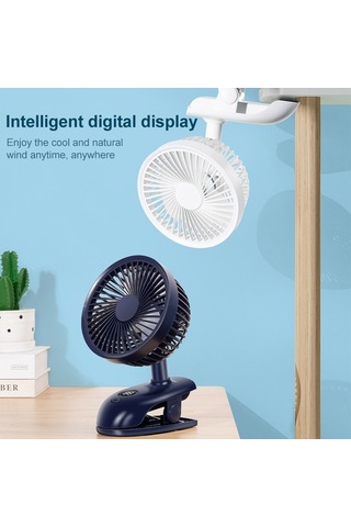 Led Ekranlı F601 Çok Fonksiyonlu Klipsli Elektrik Fan Blue