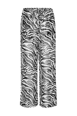 Rotate Zebra Desenli Düz Kesim Plaj Pantolonu Siyah