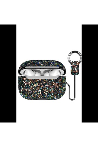 Onegif Apple Uyumlu AirPods 3 3.nesil Bright Simli AirPods Kapak - Siyah