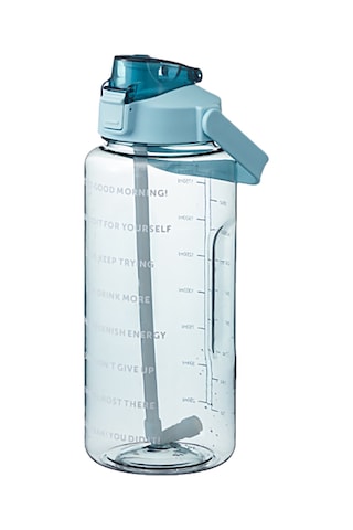 İşaretleyici Ve Pipetli 2l Su Şişesi, Kulplu Büyük Kapasiteli Su Şişesi, Yeniden Kullanılabilir Sızdırmaz Su Kabı, Dağ Yürüyüşü, Seyahat, Açık Sporlar, Spor Salonu Ve Fitness İçin. Yeşil