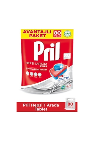 Pril Hepsi Bir Arada E x tra 80 Yıkama Bulaşık Makinesi Deterjanı Tableti