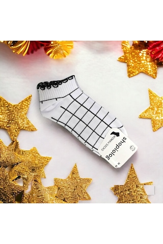 Shopiolog Sevimli Marul Desenli Bilek Çorabı Desen3 Siyah - Beyaz