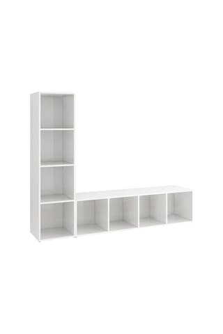 Tdesıgno Yağmur Kitaplıklı Televizyon Sehpası - Ünitesi -kitaplık-beyaz 150 Cm 8 Raflı Beyaz