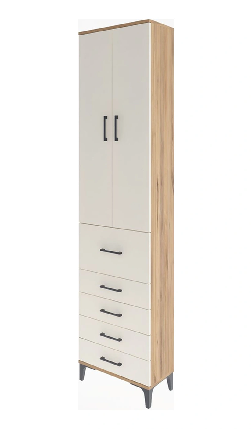Arges Dolap 4 Raflı 5 Çekmeceli 2 Kapaklı 60x30x243 Çam-aytaşı Çam