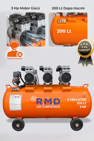 R.m.d Kompresör 100 Lt Hava Kompresörü Sessiz Ve Yağsız S750x3