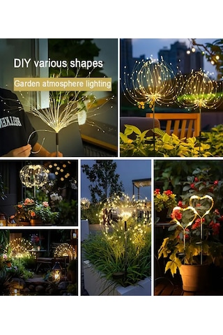2 Li 40 Tel 120 Led Güneş Enerjili 8 Mod Solar Animasyonlu Bahçe Balkon Parti Süsleme Peri Led Topu Gün Işığı