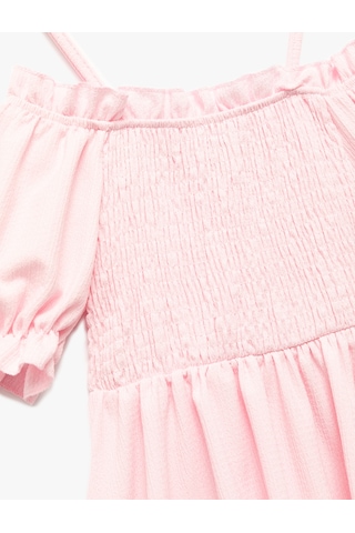 Koton Midi Boy Bürümcük Kısa Kollu Omzu Açık Gipeli Elbise Pembe 5skg80141ak Gül