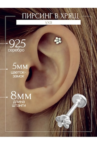 Markiz Gümüş 925 Kulak Kıkırdağı İçin Labret Labret Piercing 192262704 Gümüş