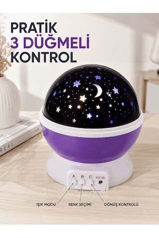 Shnstore Dönen Yıldızlı Gece Lambası Renkli Gökyüzü Projeksiyon Işığı Shntknd0720