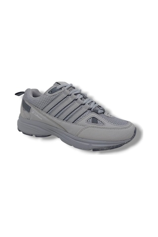 Zerhan Lutton 215 Unisex Gri Bağcıklı File Yürüyüş Koşu Büyük Numara Spor Ayakkabı 45 46 47 48 Gri