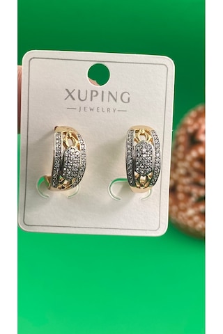 Xuping Rose Gold Orta Taşlı Çok Sıralı Taşlı Halka Küpe Gold