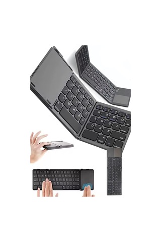 Kablosuz Bluetooth Bağlantılı Klavye Mouse Set 2in1 Katlanır Çanta Boy Klavye Seti Pc Telefon Tablet