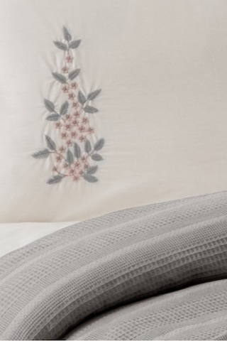 Çift Kişilik 4 Parça Pike Takımı Çeyizlik, Pamuklu Pike Seti Legacy-gri Gri